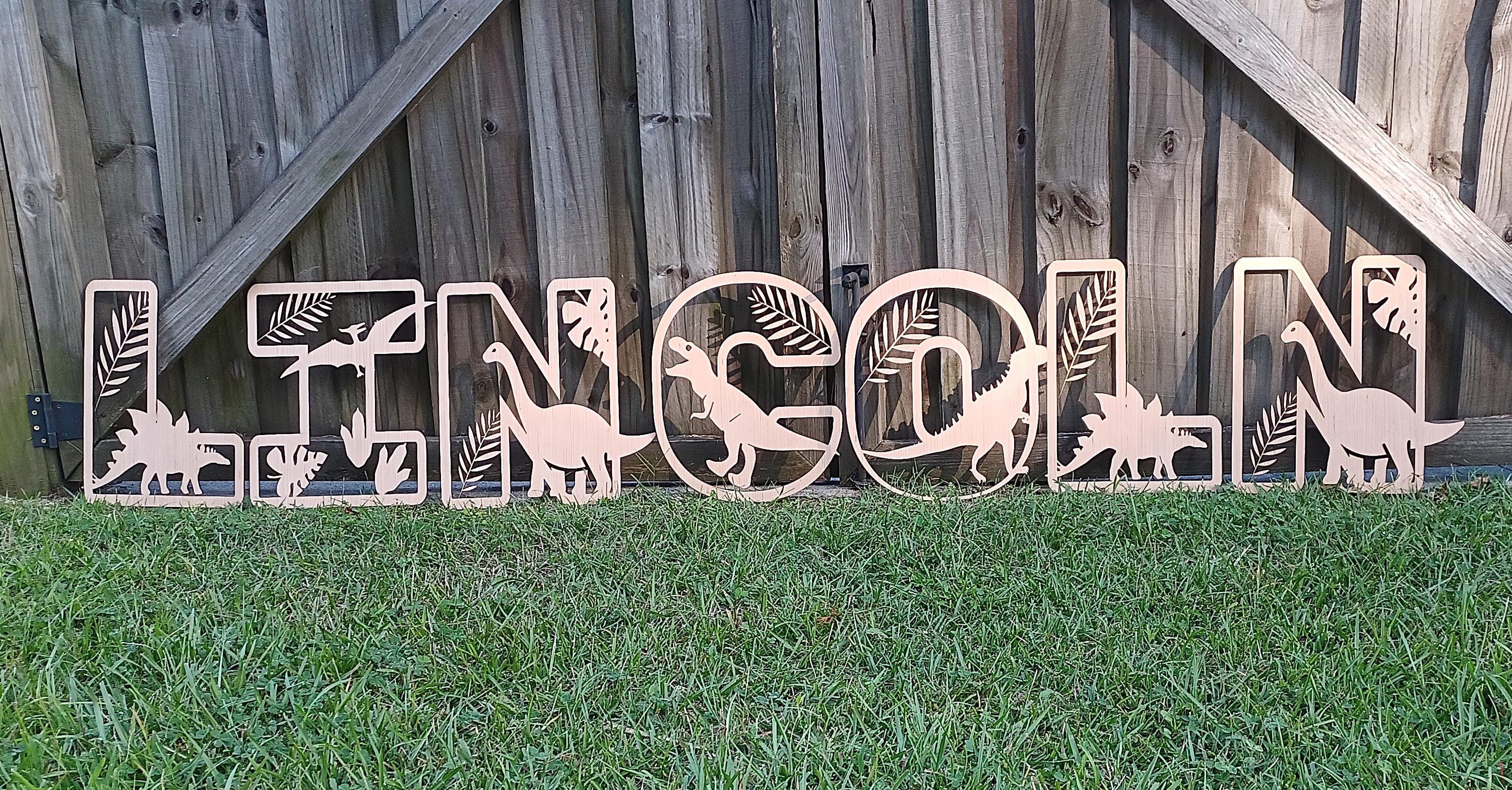 Custom Dinosaur Alphabet Letters - Personalized Wooden Name Sign for Kids' Nursery or Bedroom Decor