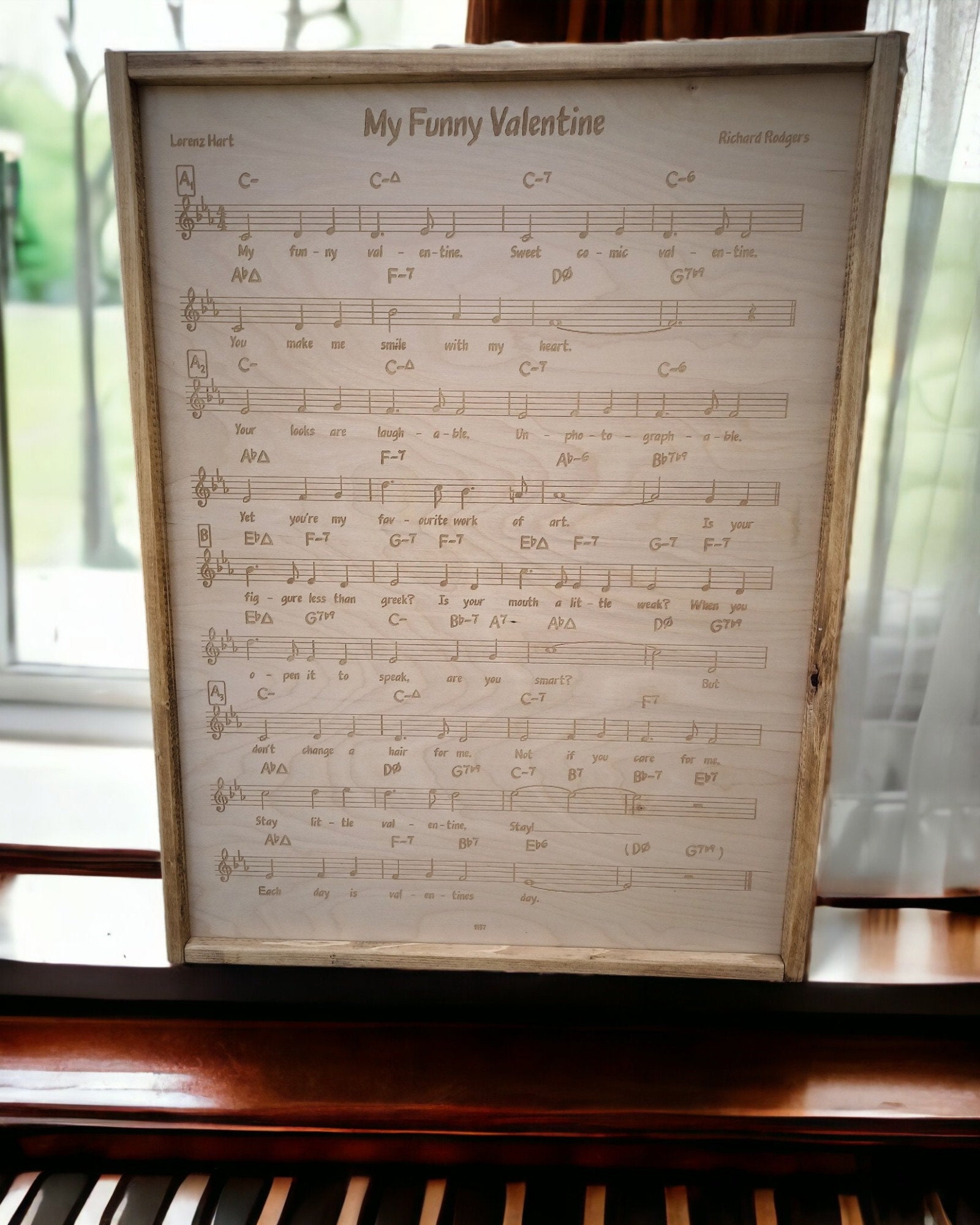 Engraved Song Lyrics Wood Sign, Personalized Music Gift