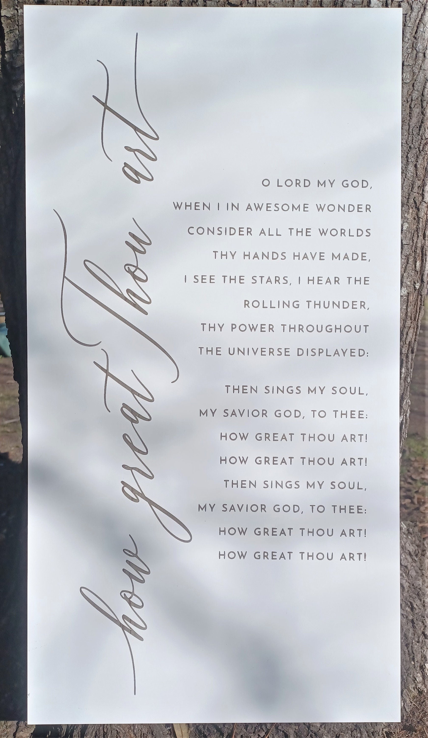 How Great Thou Art Wall Sign, Laser Engraved Hymn